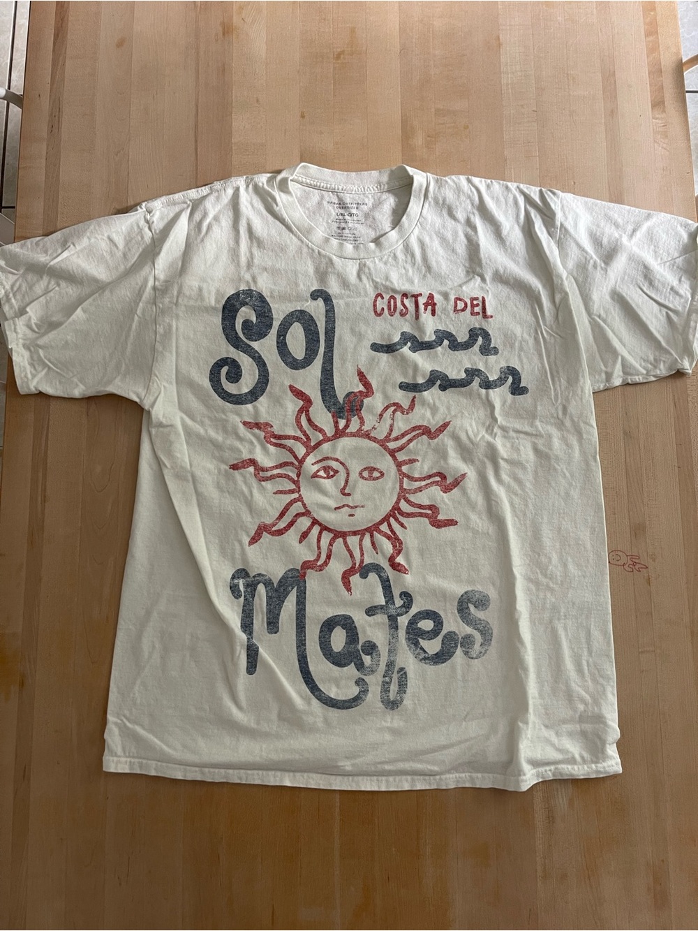 Urban Outfitters Cream Tee with Red & Blue Graphic